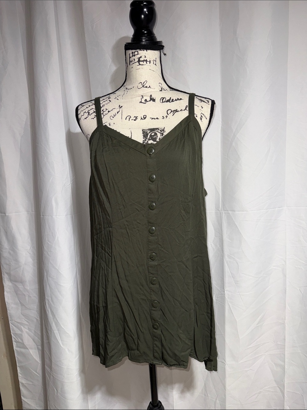 torrid Olive Green Button-Front Spaghetti Strap Camisole